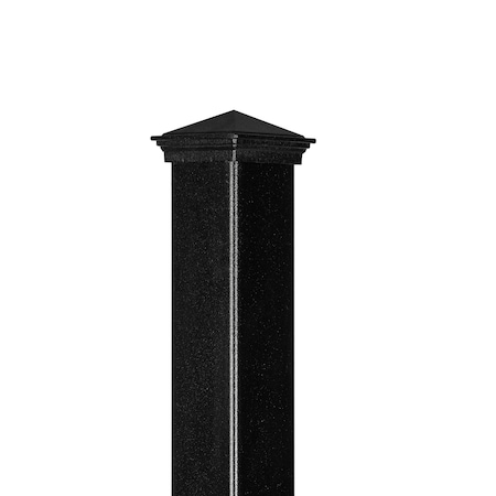 Nuvo Iron Legacy Collection 2in. x 2in. x 8' Iron Fence Post, Powder Coated Textured Black, 96in. Height SFPTB2296
